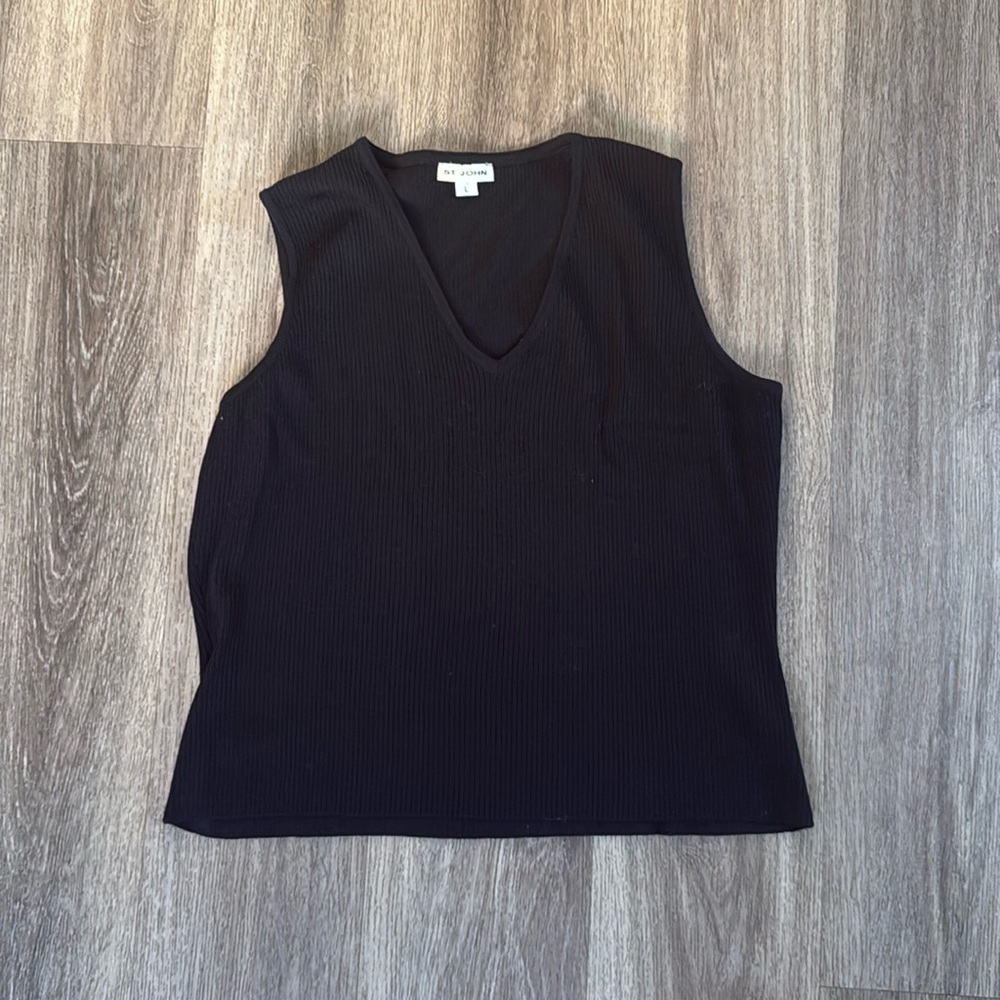 St John Women’s Ribbed Swearer Vest Size Business Casual Black Size large